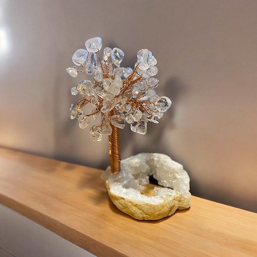 Clear Quartz Crystal Tree Set On Clear Quartz Cluster Base