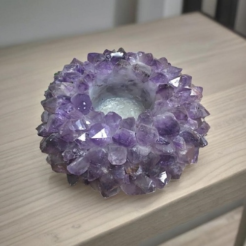 Amethyst Crystal Candle Holder - Small