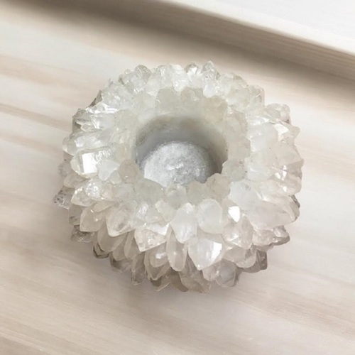 Clear Quartz Crystal Candle Holder - Small
